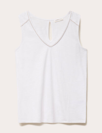 D&eacute;bardeur col v blanc femme