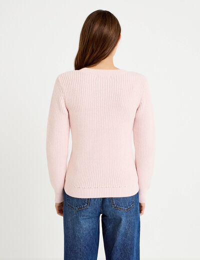 Pull manches longues brillant rose clair femme