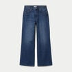 Jean wide leg taille haute Petite bleu fonc&eacute; femme