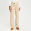 Jean wide leg taille haute beige femme