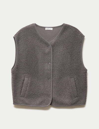 Gilet sans manches effet polaire gris fonc&eacute; femme