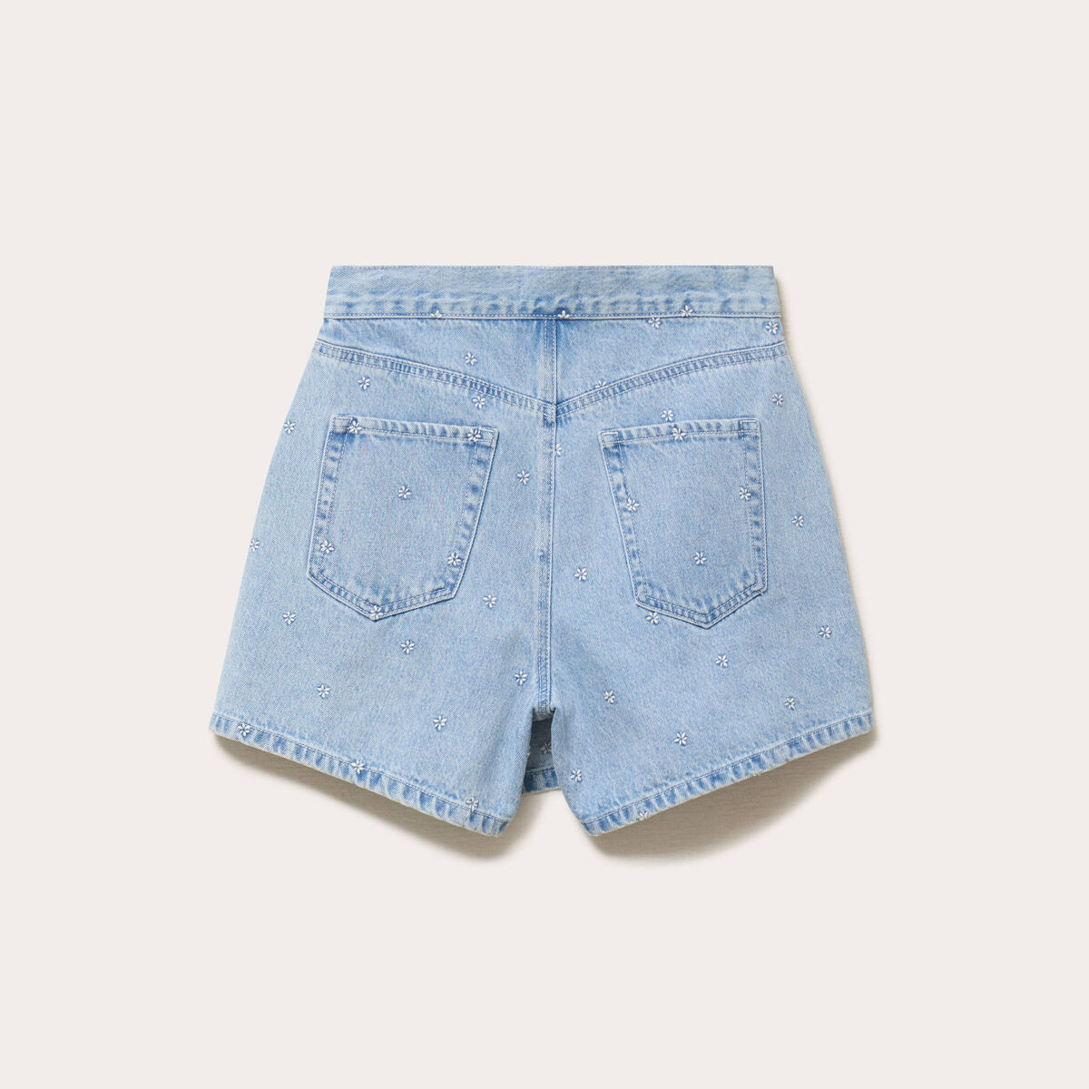 Jupe-short trap&egrave;ze courte taille haute bleu clair femme