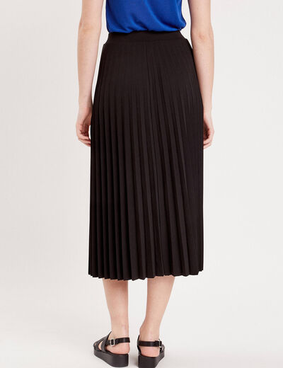 Jupe longue &eacute;vas&eacute;e pliss&eacute;e noir femme