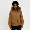 Parka col fausse fourrure amovible marron fonc&eacute; femme