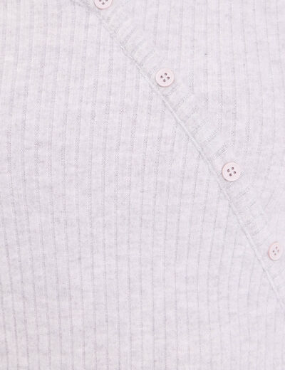 Pull duveteux col rond manches longues gris clair femme