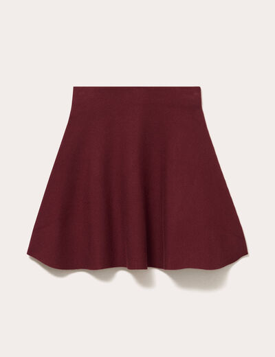 Jupe &eacute;vas&eacute;e en maille bordeaux femme