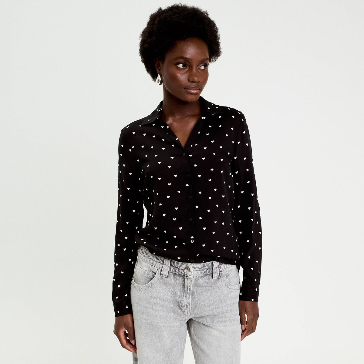 Chemise manches longues noir femme
