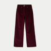 Pantalon bootcut taille haute velours bordeaux femme