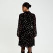 Robe brod&eacute;e &eacute;vas&eacute;e manches longues noir femme