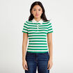 T-shirt c&ocirc;tel&eacute; col polo vert femme