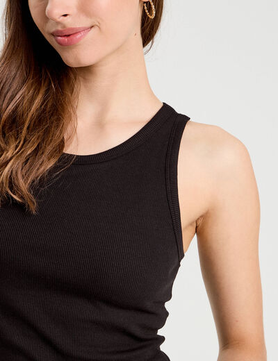 D&eacute;bardeur c&ocirc;tel&eacute; avec brassi&egrave;re int&eacute;gr&eacute;e noir femme