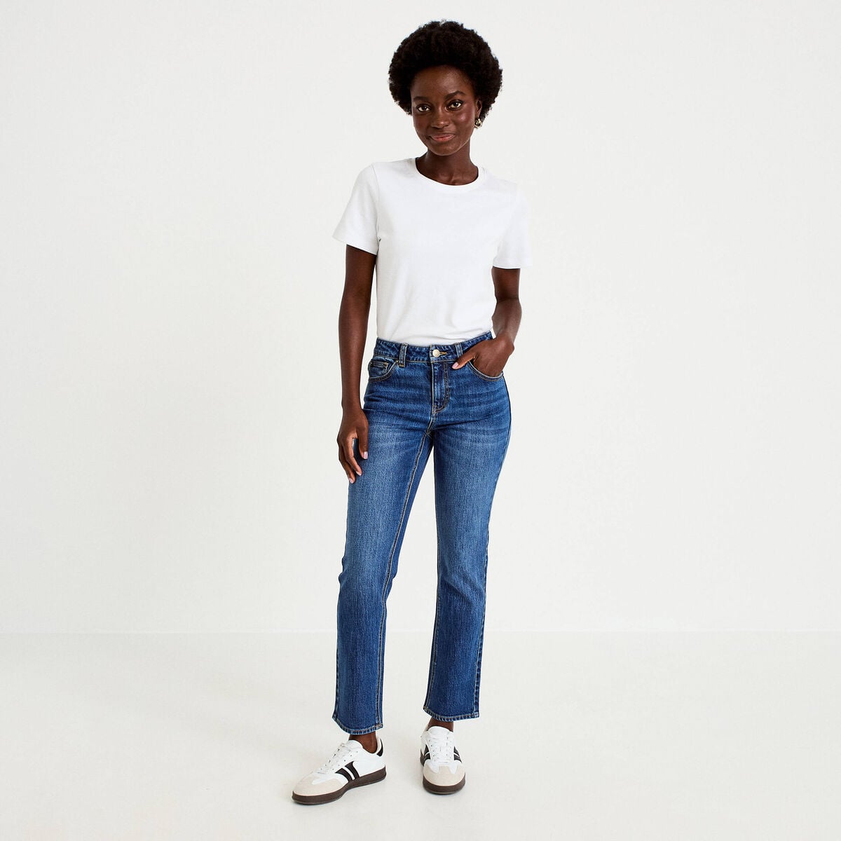 Jean taille standard denim stone femme