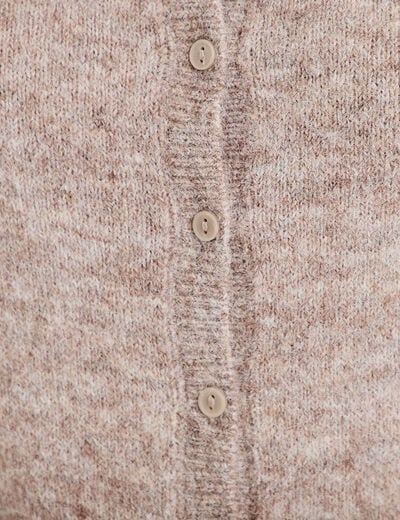 Gilet col rond manches longues taupe femme