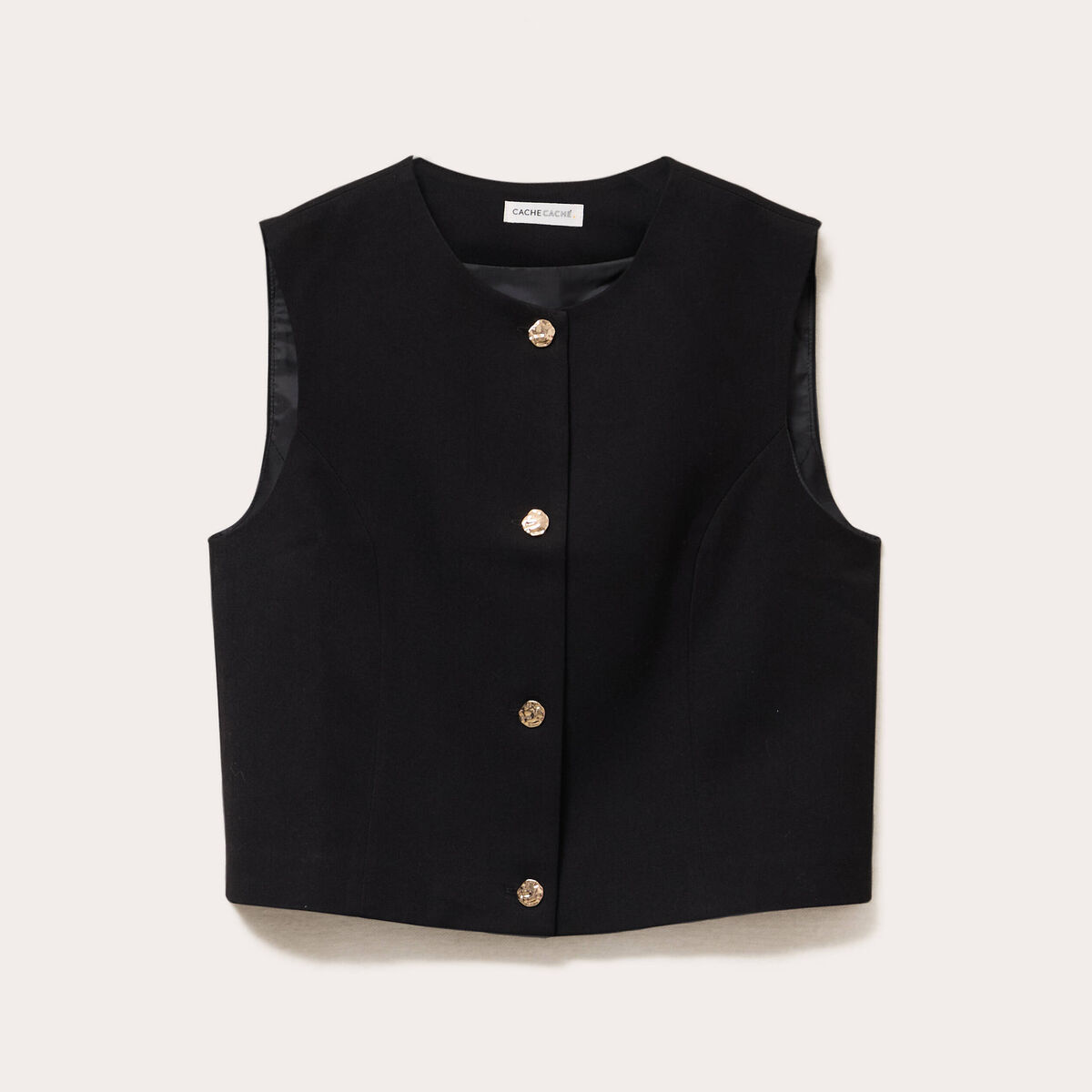Gilet court sans manches noir femme