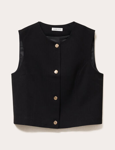Gilet court sans manches noir femme