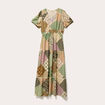Robe longue &eacute;vas&eacute;e beige femme