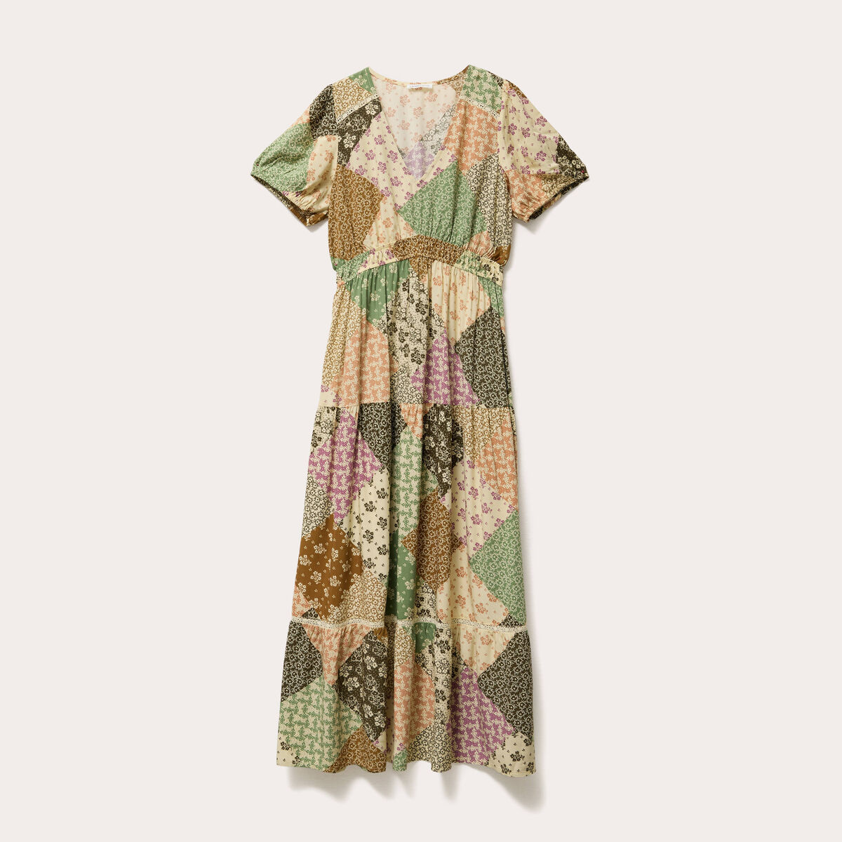 Robe longue &eacute;vas&eacute;e beige femme
