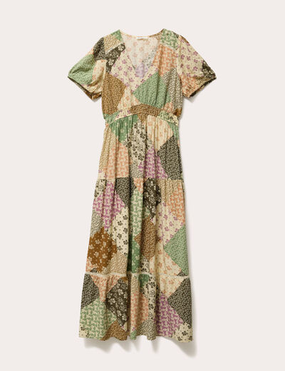 Robe longue &eacute;vas&eacute;e beige femme