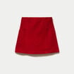 Jupe trap&egrave;ze en velours rouge femme