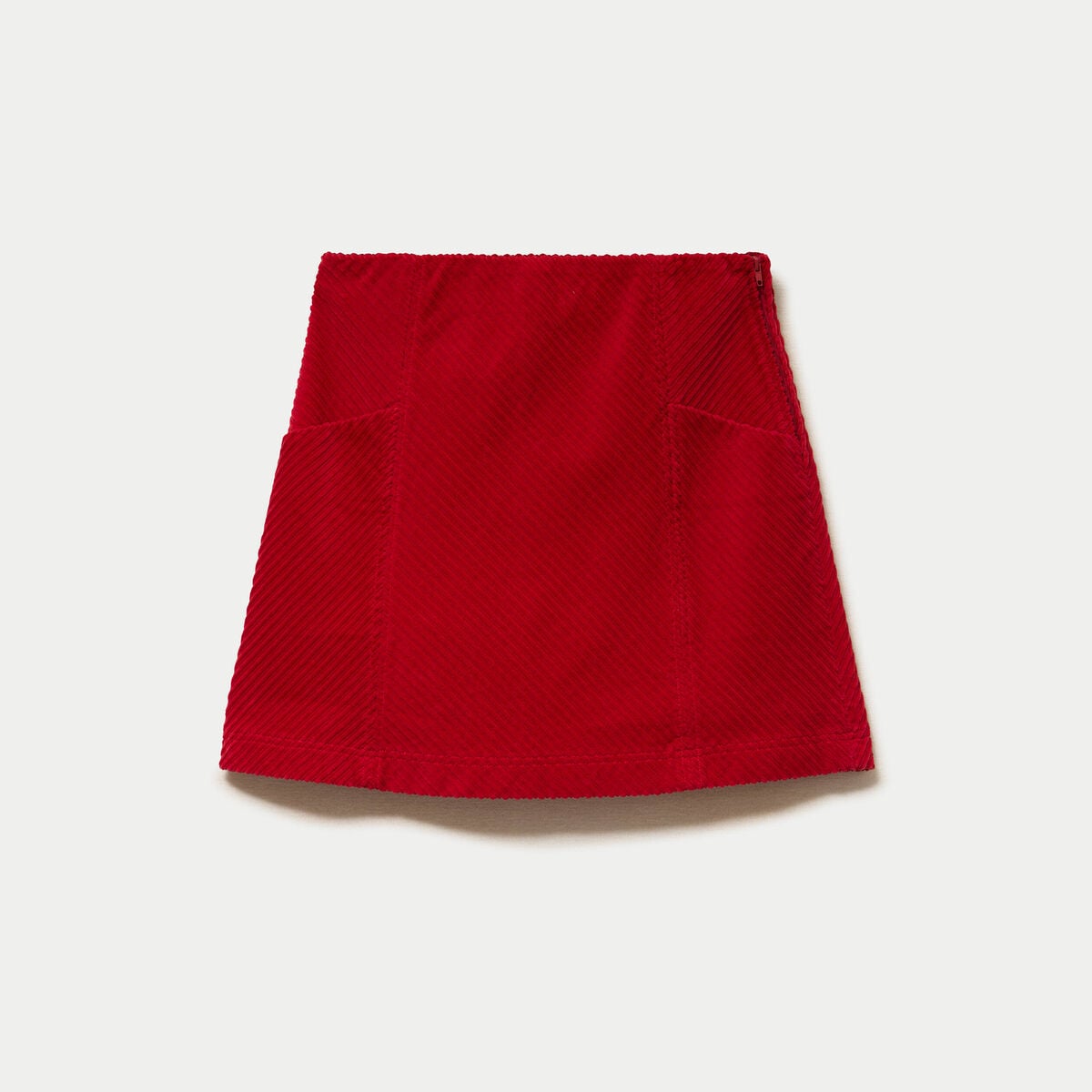 Jupe trap&egrave;ze en velours rouge femme