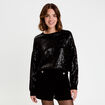 Pull manches longues avec sequins noir femme