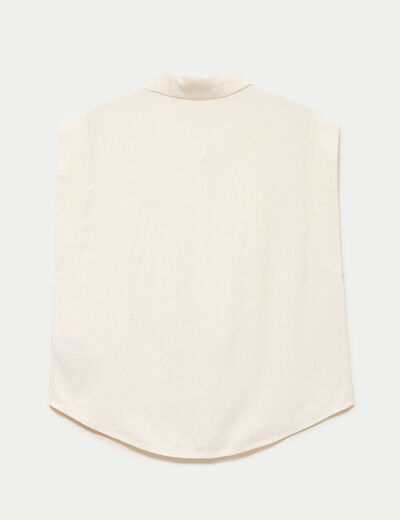 Chemise sans manches col am&eacute;ricain ecru femme