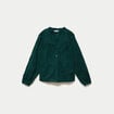 Blouse droite col rond manches longues vert fonc&eacute; femme
