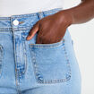 Jean wide leg cropped taille haute denim bleach femme