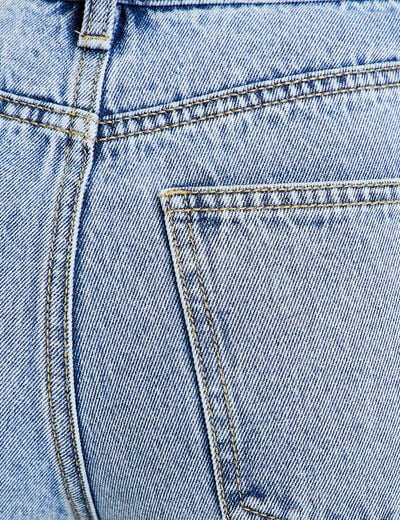Jean wide leg cropped taille standard denim bleach femme