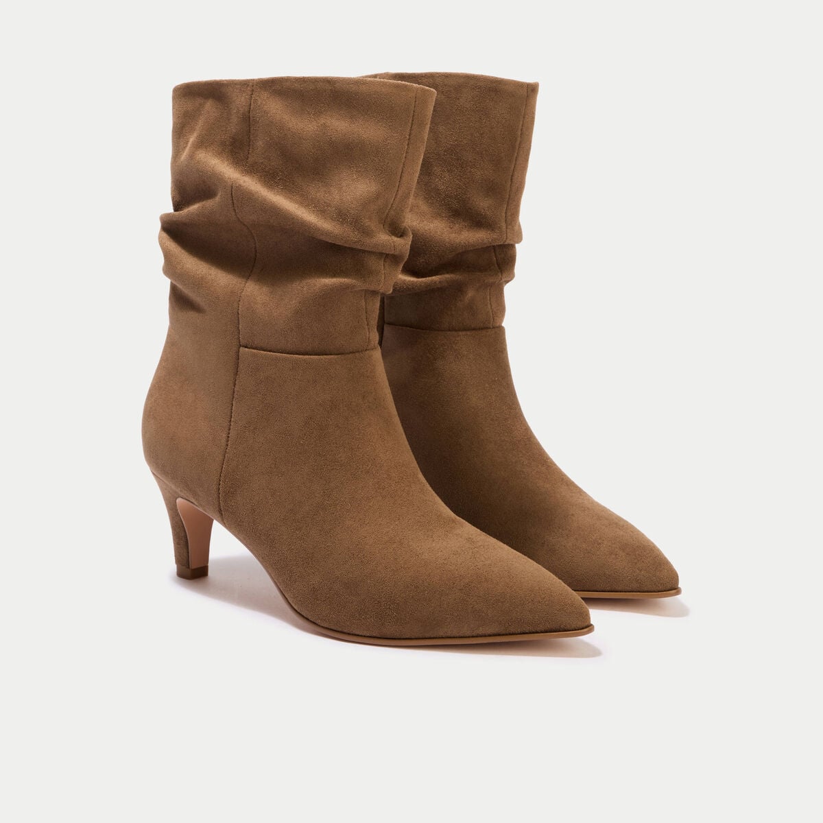 Bottines aspect daim camel femme