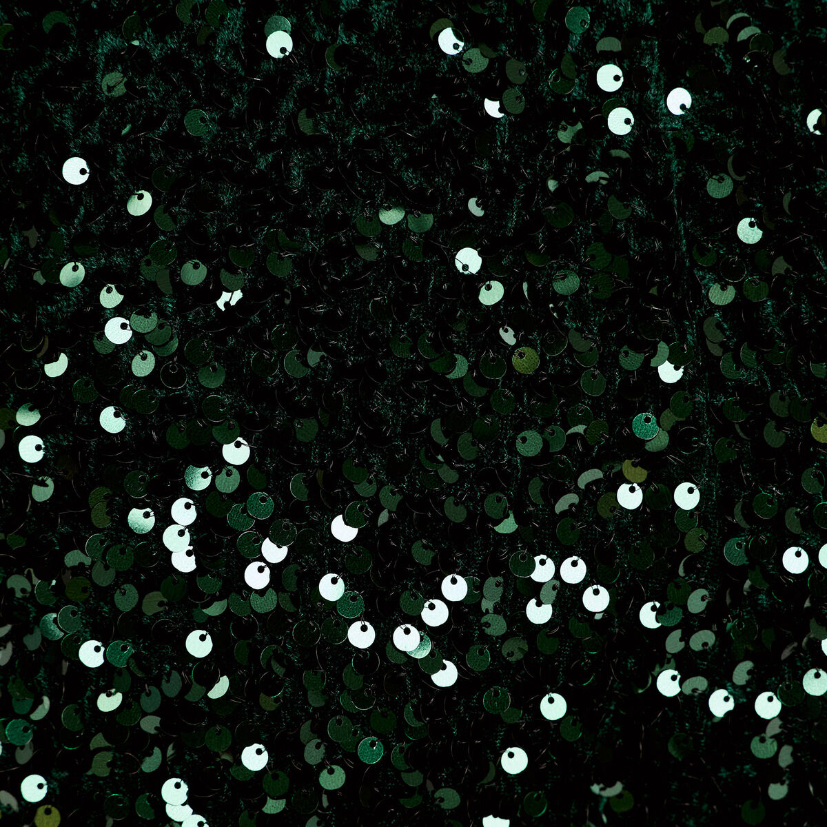 Short flare &agrave; sequins brillants vert fonc&eacute; femme