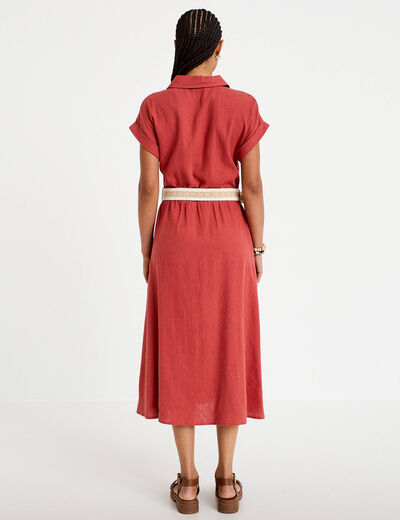 Robe &eacute;vas&eacute;e avec ceinture amovible vieux rose femme