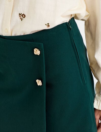 Jupe-short trap&egrave;ze courte vert fonc&eacute; femme