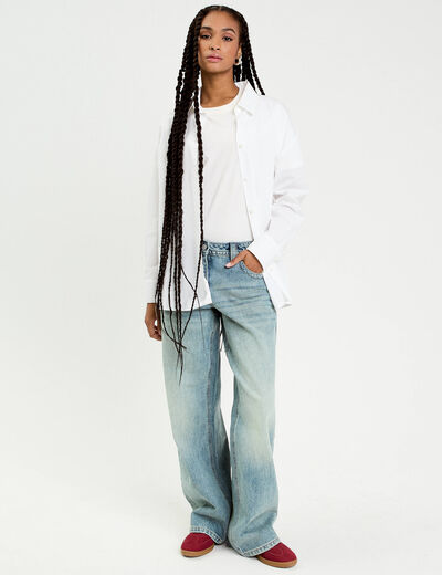 Jeans droit taille basse denim double stone femme