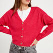 Gilet col v manches longues rouge femme