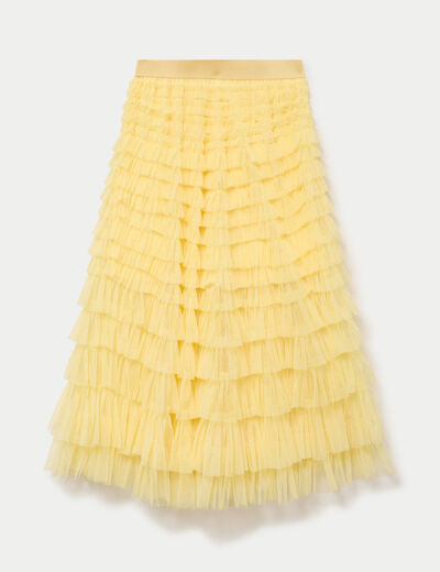 Jupe longue &eacute;vas&eacute;e jaune pastel femme