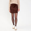 Jupe trap&egrave;ze en velours marron fonc&eacute; femme