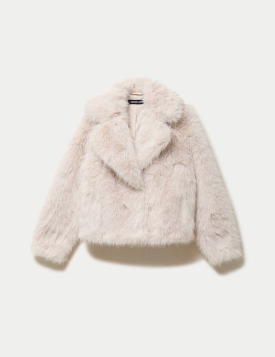 Manteau fausse fourrure ivoire femme