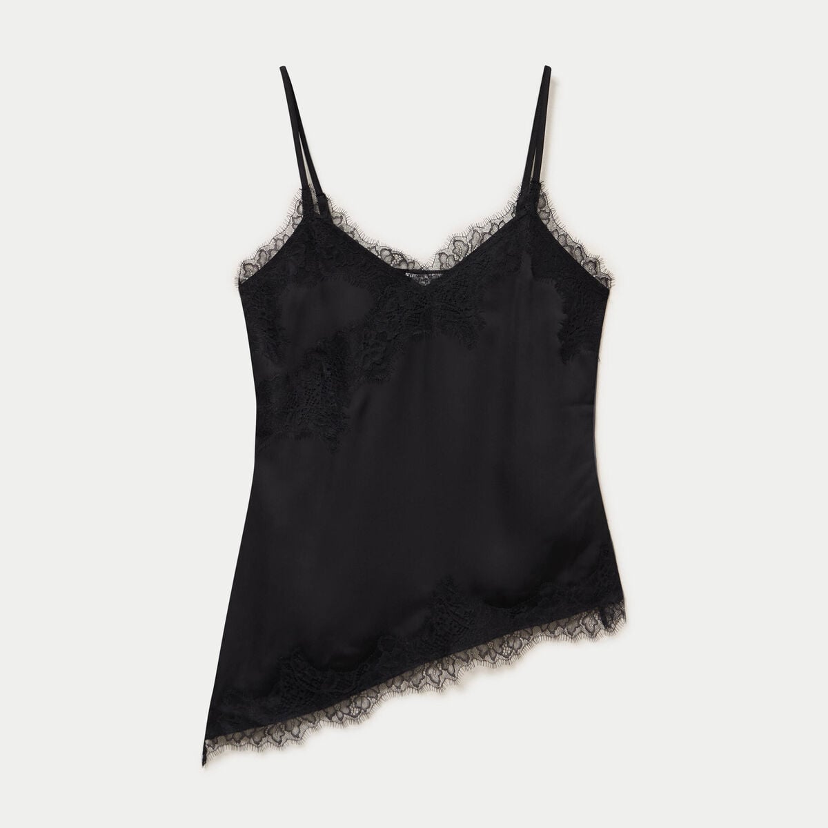 D&eacute;bardeur ajust&eacute; d&eacute;collet&eacute; dentelle noir femme