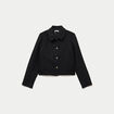 Veste droite en tweed col classique noir femme