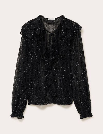 Blouse dentelle et studs noir femme