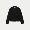 Veste droite sans manches col tailleur noir femme