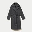 Manteau droit mi-long &agrave; manches longues gris femme