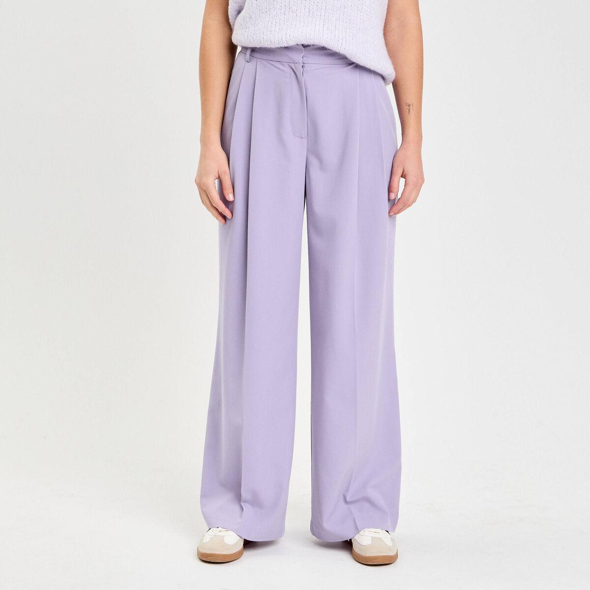 Pantalon large &agrave; pinces parme femme