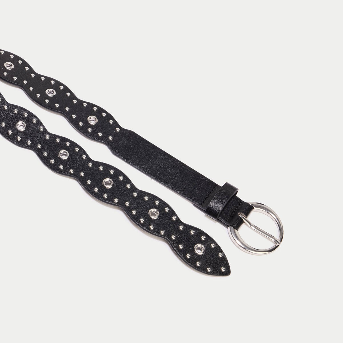 Ceinture large &agrave; d&eacute;tails clout&eacute;s noir femme