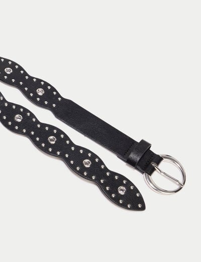 Ceinture large &agrave; d&eacute;tails clout&eacute;s noir femme