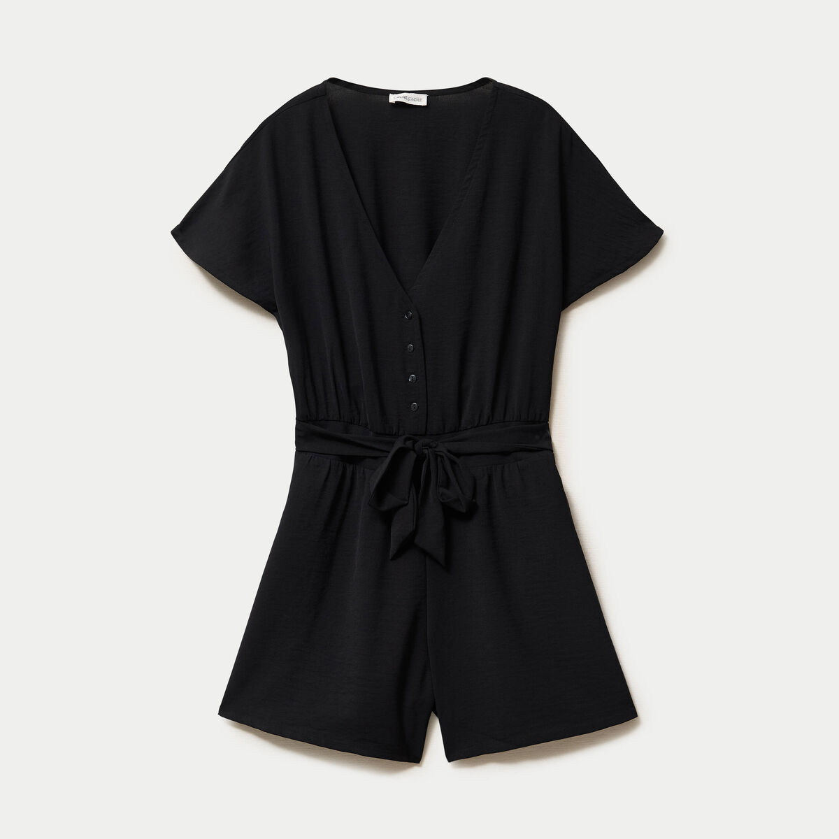 Combinaison col v manches courtes noir femme