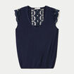 Blouse sans manches pliss&eacute;e bleu marine femme