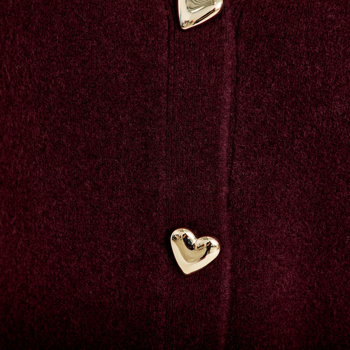 Gilet boutons coeur prune femme