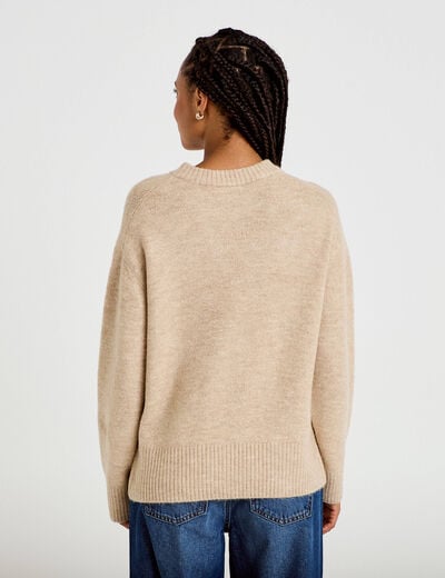 Pull manches longues beige femme